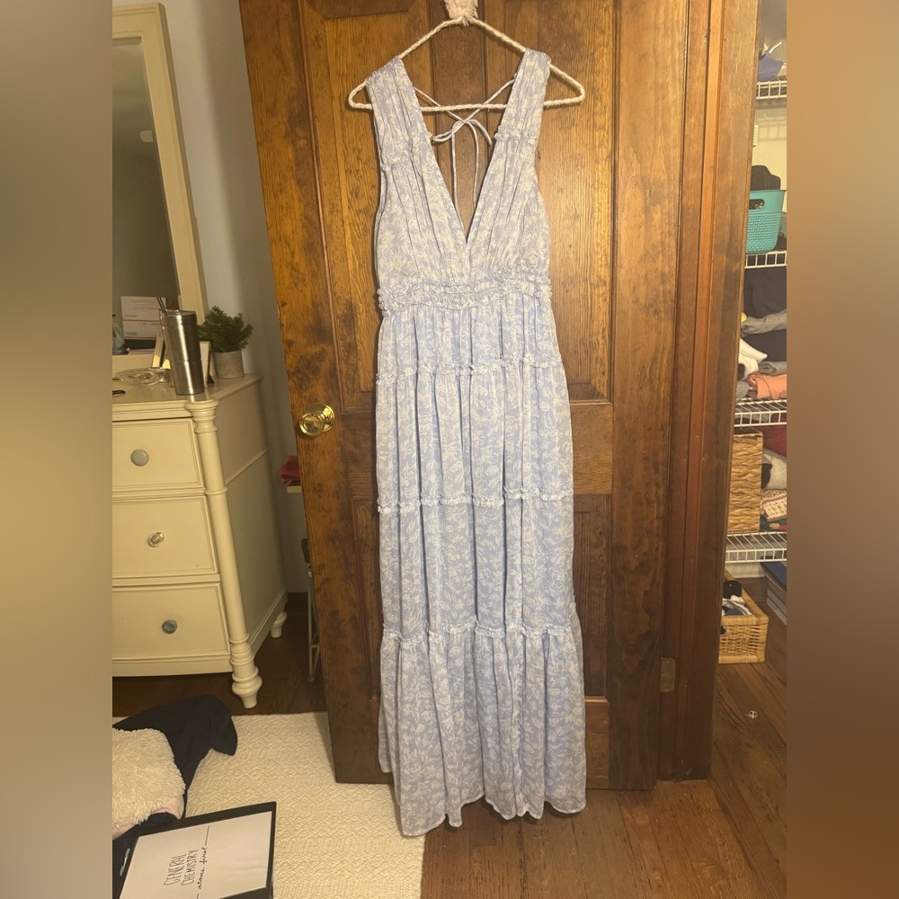 Astr Light Blue Floral Maxi Dress